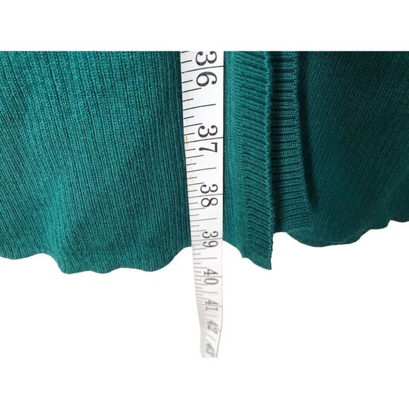 J Jill Cardigan Size XS Green Silk Blend Long Sleeve Long Line Ribbed Duster - Picture 11 of 11